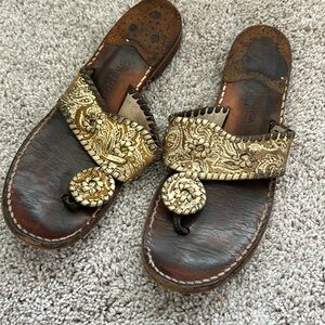 Jack Rodger’s Sandals unique gold pattern